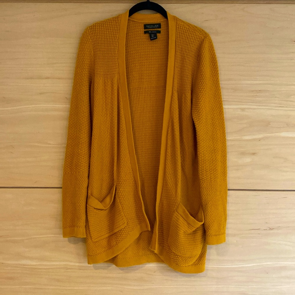 Small Rachel Zoe Mustard Yellow Cardigan with Pockets